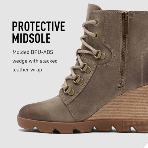 Women's Sorel JOAN UPTOWN LACE Leather Boots Size 8 KHAKI Like New Preloved - Picture 11 of 13